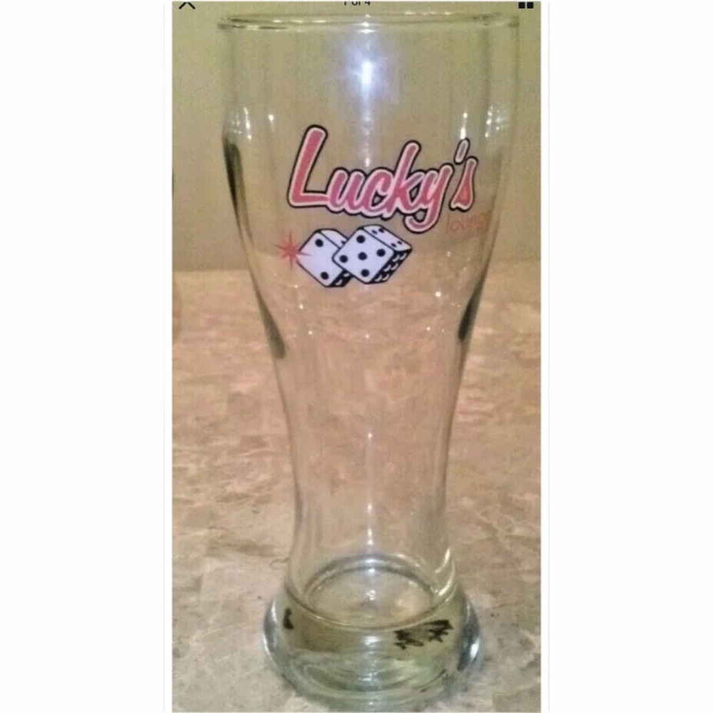 Lucky's Lounge Dice Craft 20 oz. Beer Glass